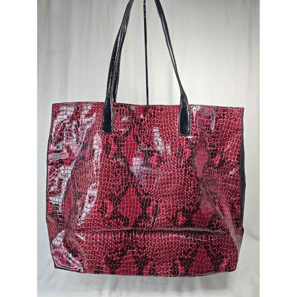 Guess Velocity Ruby Red Snake Print Patent Tote Bag Handbag NWT PG371624